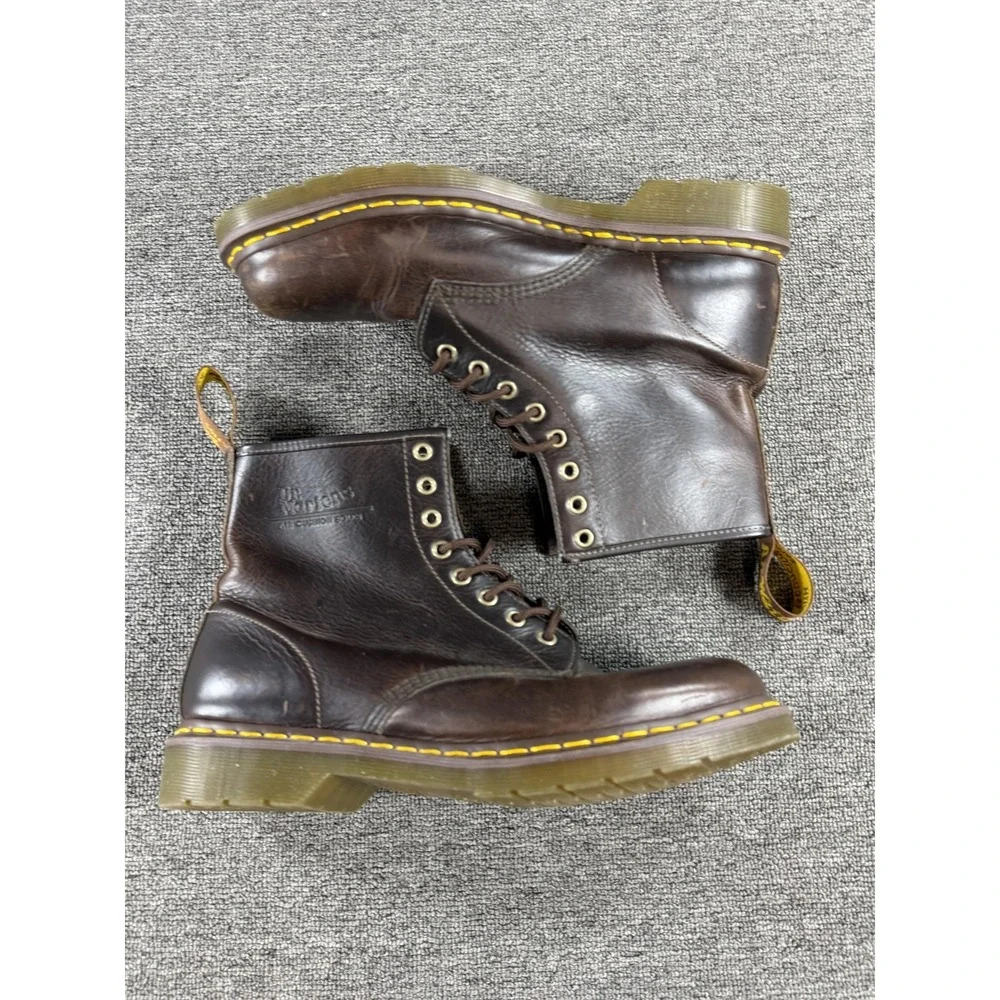Dr Martens Boots Mens Size 10 Brown Leather Lace Up Combat Work Slip Resistant